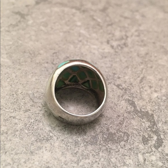 Vintage Turquoise Inlaid 925 Dome Ring - Picture 9 of 11